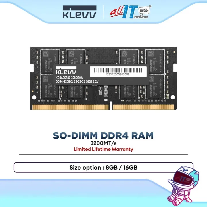KLEVV DDR4 Laptop RAM 3200MT/s SODIMM Memory Module for Laptop (8GB / 16GB)