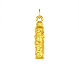 Pure gold 999 Dragon Column Pendant  3D Hard Golden Dragon Year Pendant Gold Birth Year Zodiac Dragon Luck Bringer Necklace Dragon Column