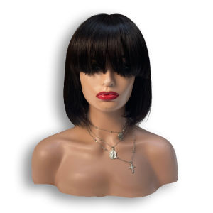 10/12inch 3*1 Lace 100% Human Hair Straight Bob Lace Front Wig with Bangs for Women