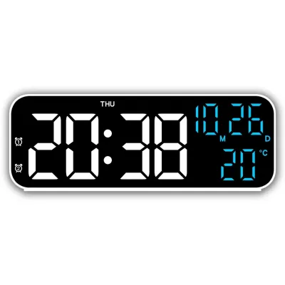 FU-BANG นาฬิกาดิจิตอลติดผนัง นาฬิกาดิจิตอล นาฬิกาแขวนผนัง LED DIGITAL CLOCK แบบติดผนัง มีไฟแบ็คไลท์ Ledแสดงวันที่ อุณหภูมิ