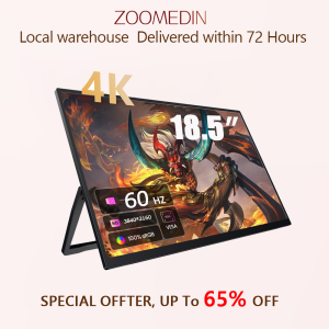 ZOOMEDIN 18/18.5" 4K/2K/1080P Touchscreen/Classic Model Portable Monitor  with 60Hz/120Hz/144Hz High Refresh Rate HDR IPS USB-C Connectivity and Adjustable Stand - New Local Warehouse 72 Hours Delivery