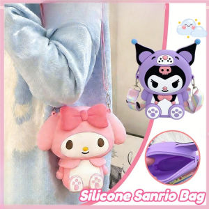 Kuromi Kids Crossbody Bag Cute Silicone Shoulder Purse with Large Capacity Lightweight Wallet Gift for Girls