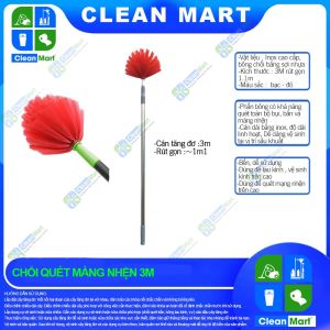 Chổi Quét Màng Nhện Quét Trần Inox 304 Loại 1 Dài 3M Có Thể Thu Gọn Chiều Dài - CLEAN MART