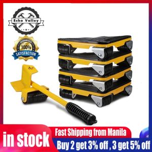 Heavy Duty Furniture Lifter Transport Tool Furniture Mover set Can bear 800KG 4 Mover Universal wheel + 1 Wheel Bar Furniture Transport Lifter Household Hand Tool Set