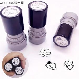 WP💓💛💖 Cute Cartoon Black Kitten Stamp Lovely Shape Journal Stamps DIY Scrapbooking Decoration Collage Signets For Your Choice