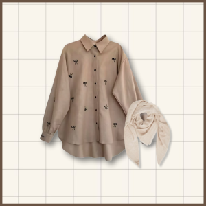 4 In One Set Korean Style Lebaran ( Tas+Bella Square+Blouse+Celana Cutbray ) Setelan Wanita Kekinian Termurah - Set AB395