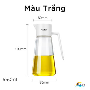 Bình Đựng Dầu Ăn Nắp Tự Động Mở Khi Nghiêng CCKO 550ml Chai Rót Dầu Thủy Tinh Borosilicate Chịu Nhiệt Vòi Chống Rò Rỉ Thao Tác 1 Tay Cao Cấp