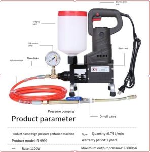 SUPERSS Electric Epoxy Injection Piston Pump Polyurethane Foam Grouting Steel Machine Portable Injection Machine Grouting Pump with Epoxy Resin Pu Foam Materials for Steel Hose Concrete Repair Crack