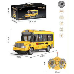 【WJ】1:30 Childrens toy remote control ambulance medical rescue vehicle can open the door baby toy yellow school bus simulation model toy