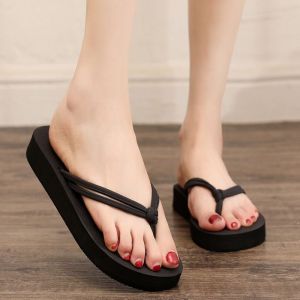 [Free Shipping] WomenS Simple Outdoor Flip-Flops With Thick Soles New Foam EVA High-Heeled Wedge Sandals Summer Thick-Soled Height-Increasing Sandals