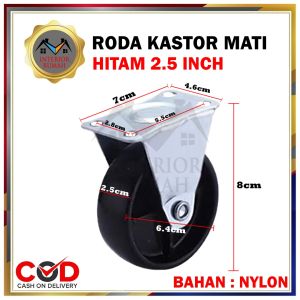 Roda Kastor 2.5" Inchi MATI HIDUP REM / Roda Caster PVC Nylon / Roda Etalase / Roda Lemari FREE SEKRUP