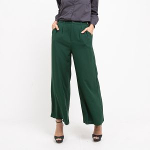 Forest Ladies Elastic Waist Wide Leg Plain Pleated Women Pants | Seluar Perempuan Palazzo - 810521