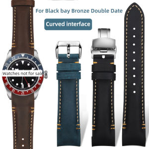 new Curved strap 22mm 20mm For Tudor Black Bay M79030 M79830 Curved End Leather Strap Bracelet WatchBand watch Belt Black Brown Blue high-quality