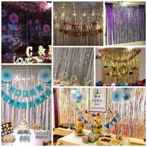 SG LOCAL STOCK Tinsel Foil Curtain Backdrop/Party Supplies/Anniversary/Festive decoration/Home decoration/Birthday Party/Party Decoration