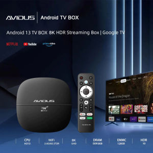 AVIDUS T99 ATV Ultra HD 8K Smart TV Box Support 2.4G / 5G Dual WiFi Bluetooth 4.0 Android 13 Smart TV BOX 8+128GB Allwinner H313 Quad Core Media Player Set Support DLNA Airplay Miracast TV Receivers