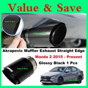 Akrapovic Mazda 2 2015 - 2025 Glossy Carbon Muffler Exhaust Straight Edge Black Tip Stainless Steel Mazda2
