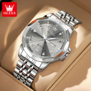 OLEVS Fragrance Watch For Men Waterproof Original Quartz Calendar Luminous Silver Gold Relo