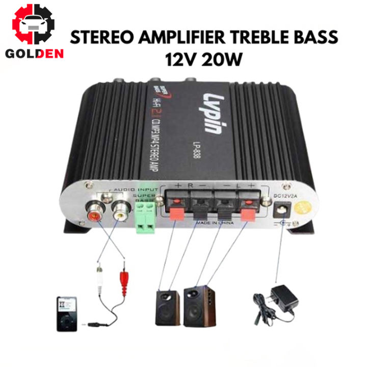 YONGYAO Lvpin LP-838 Amplificatore Stereo Hi-Fi 200W 12V – Super Bass, Mini Booster Per Auto E Casa, Ingresso MP3/iPod - 3