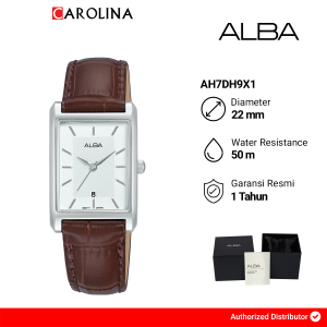Jam Tangan Wanita Alba Fashion AH7DH9X1 Silver White Dial Brown Leather Strap