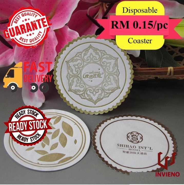 [250 pcs/pkt] Disposable 85mm Board Coaster Round Paper Coaster ...