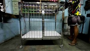 2×3×3 1door stainless dogcage heavy duty with pooptray