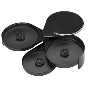 ส่งจากกทม！จานขอบเกลือมาการิต้า 3ชั้น พลาสติกสีดำ สำหรับตกแต่งปากแก้ว ค๊อกเทล ของใช้บาร์