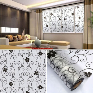 Orfly Sweet Frosted Privacy Cover Glass Window Door Black Flower Sticker Film Adhesive Home Decor windows official store wall decoration items modern