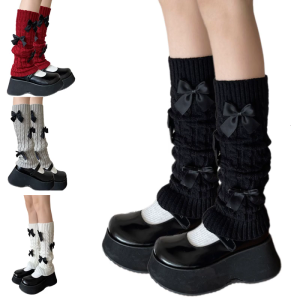 Phụ Nữ Nhật Bản Thẩm Mỹ Thanh Lịch Cáp Đan bọc ấm chân Bao Gồm Ngọt Ngào Bowknot Chân Bê Vớ bọc Ủng Thời Trang dạo phố