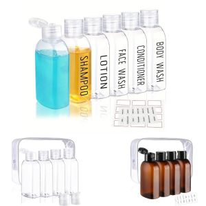 DOWNA 4/6pcs Empty Travel Sub-bottling 100ml Capacity Refillable Shampoo Dispenser Portable with Label Storage Bag Squeeze Bottles For Shampoo Conditioner