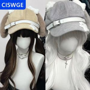 [COD] CISWGE Gothic Lolita Beret Kawaii Hat Punk Xương Dài Tai Puppy Hat Cho Phụ Nữ Cô Gái Cosplay Mũ Đa Năng Kem Chống Nắng Hat Quà Tặng