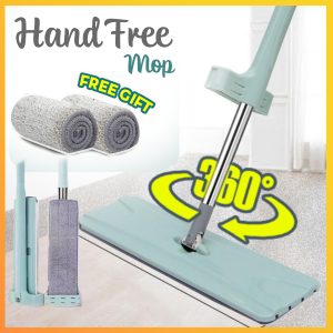 38cm Mop Lantai 360 Rotation Flat Mop Free Hand Washing Lazy Mop Floor Cleaning Microfiber Squeeze Mop 懒人拖把