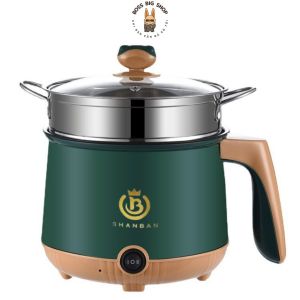 Nồi lẩu điện đa năng mini SHANBAN công suất 600W 2 nấc điều chỉnh nhiệt Dung tích 2000ml Kèm xửng hấp Inox BH 6 Tháng