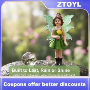 【ZTOYL】 2pcs Durable Fairy Garden Resin Statue Boy And Girl Miniature Sculpture Set For Outdoor Home Yard Decor
