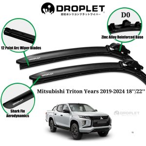 Mitsubishi Triton  Silicone Car Wiper Blades Years 2019-2024 18’/22’D0 Front Set Droplet@BilahPengelap 18’/24’D0