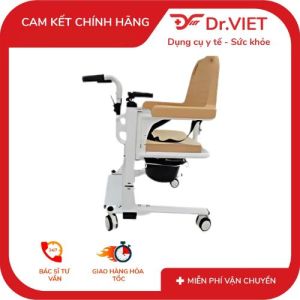 Xe lăn nâng hạ bệnh nhân đa năng có bô vệ sinh – khung thép chắc chắn hỗ trợ di chuyển và chăm sóc tại nhà