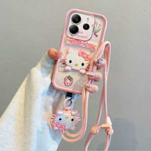Phone Case Redmi Note 14 RedmiNote14 5G 4G Cute Colour 3D Dolls Cartoon Soft Casing with Portable Lanyard Lens Protection Shockproof Silicone Back Cover 2025