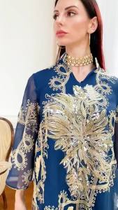 Mesh Sequins Embroidered Abaya Evening Party Wear Moroccan Robe 2021 Caftan Turkish Arabic Oman Muslim Womens Clothing ㏇ 1001