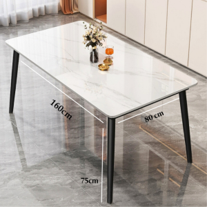 Modern Italian Design Sintered Stone Dining Table_Glossy white 120/140/160cm design - Ship from Ipoh