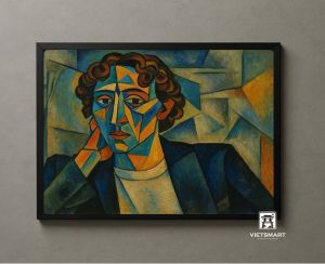 Tranh Nghệ thuật "Người Đàn Ông Mặc Véc Xanh 2" VIETSMART ART - Acrylic 45 x 60cm