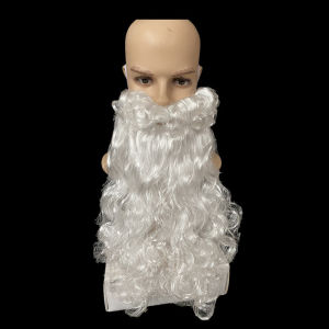 Santa Claus costume extra-thick Santa Claus beard white long curly and voluminous beard wig