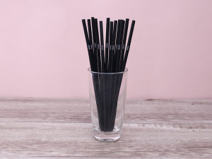 500 Ống hút cong nhựa PP màu đen phi 6mm dài 19.5cm dẻo dai an toàn không độc hại thiết kế nhỏ nhắn xinh xắn