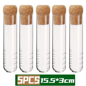 5Pcs Glass Tea Infusers Pipe Glass Tea Strainer with Cork Lid Tea Steeper Empty Bottle Filters for Herb Teapot Home Party Office