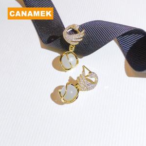 【CANAMEK】 Fashion Sparkling Swan Crystal Swan Drop Pendant Earrings Women Exquisite Sweet Temperament Girls Jewelry
