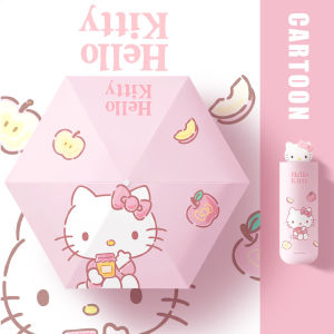 AE Sanrio Genuine HelloKitty Childrens rain or shine umbrella black-coated sun protection umbrella compact sunshade umbrella for girls