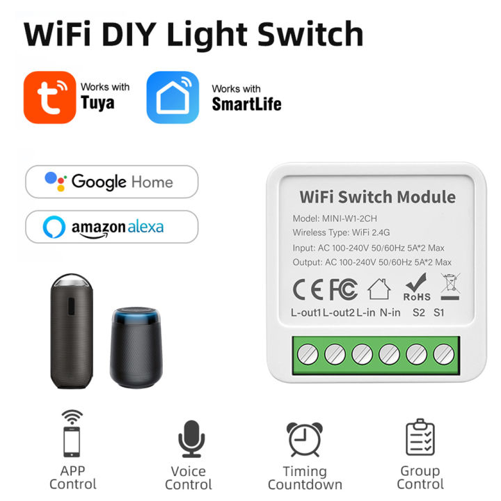 Tuya Smart Switch Does Smart Life Work With Google Home Tuya WiFi 1/2/3/4  Gang Smart Switch Module With Dual Way Control