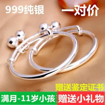 Online 999 Silver bracelet with bells for newborn baby, kids