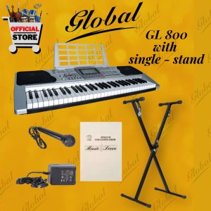 GLOBAL KEYBOARD GL 800 61 STANDARD KEYS (WITH FREE STAND)  with USB MP3 PLAYER MIDI out W/ Tanspose VIBRATO and SUSTAIN / 3 Learning Lesson Mode / Single Finger and Multi Finger Functions /