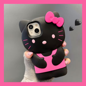 Cartoon Lovely 3D Hello Kitty Mobile Phone Case For iPhone 16 Pro Max 15 Pro Max 14 Pro Max Plus Soft Silicone Phone Back Cover for iPhone 11 12 13 Pro MAX XR XS Max 6 6s 78 Plus Back Shell