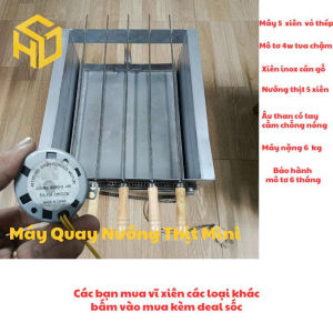 Máy nướng thịt tự động bếp nướng than hoa ngoài trời tặng kèm 5 xiên thịt xiên 3 chỉa nướng gà vịt