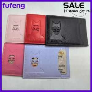 fufeng Leather Style Character ID Card Clip Hollow Out Character Design Multiple Card Slots Storage Protective Cover Gift